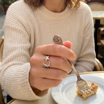 Bague Anti - Stress Fidget Lune & Étoile | Élément Mobile Rotatif Gestion Anxiété Discrète - Beautybienetre.