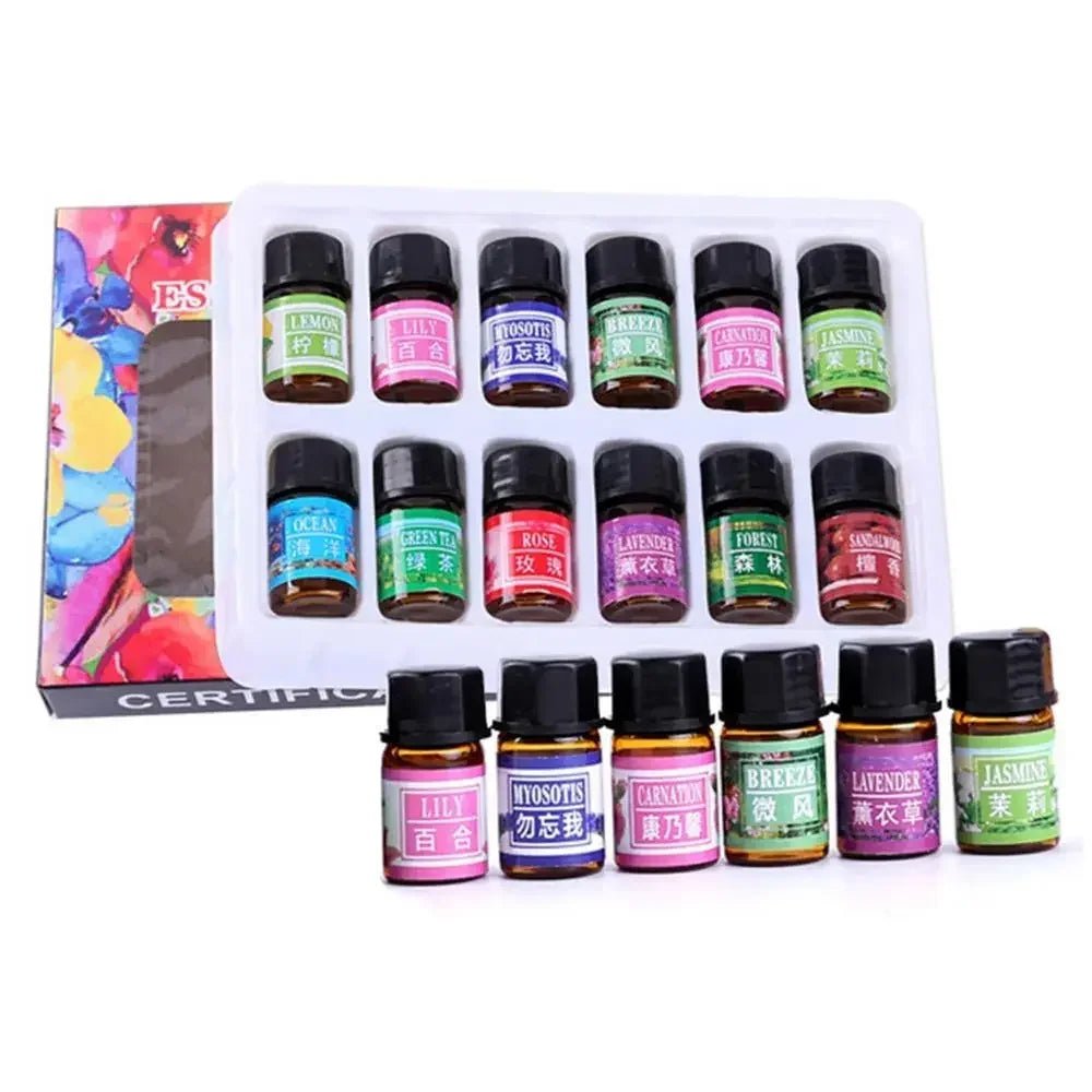 Coffret 12 Huiles Essentielles Aromatiques 3ml — Diffuseur & Humidificateur - Beautybienetre.