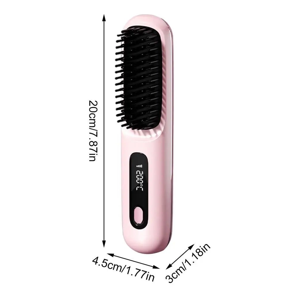 Peigne chauffant électrique pour lisser les cheveux, brosse lissante rechargeable par USB, sans fil, portable, outil de coiffage à ions négatifs - Beautybienetre.