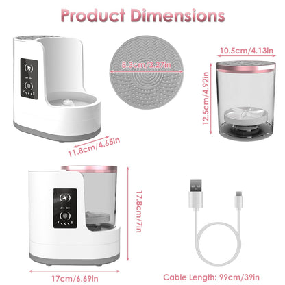 4 In 1 Electric Makeup Brush Cleaner USB Powered Automatic Brush Blender Machine With Timer Digital Display Cleaning Drying UV Disinfection Brush Storage For All Types Of Brushes Valentines Day Gift - Beautybienetre.