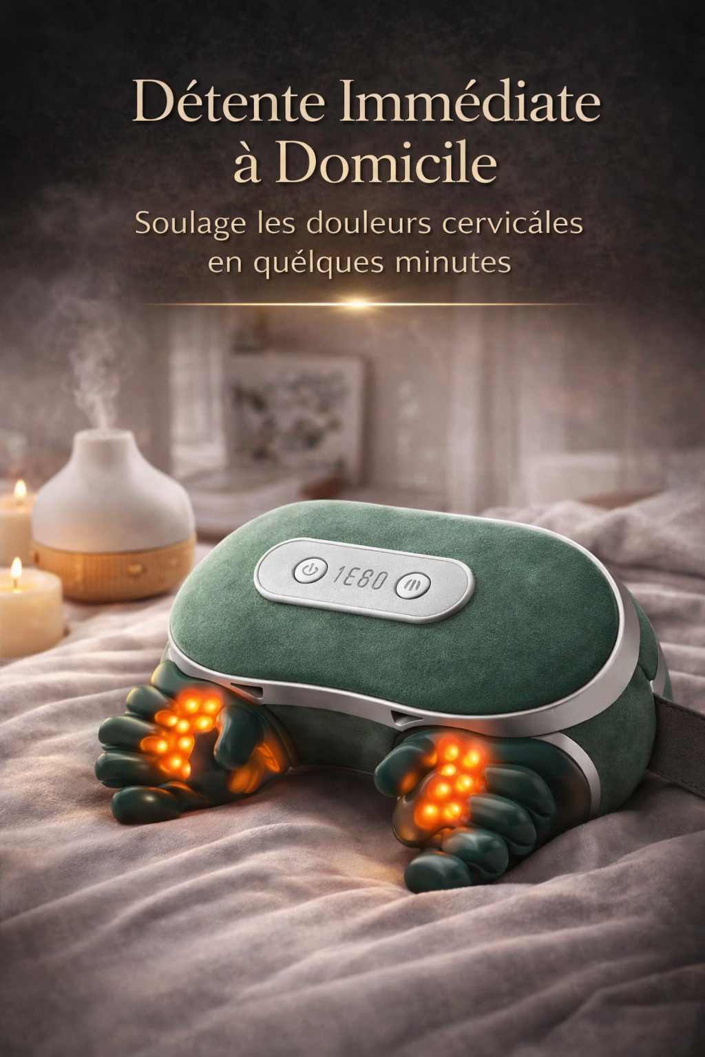 Masseur Cervical 4D Chauffant Shiatsu | Soulagement Douleurs Cou & Épaules