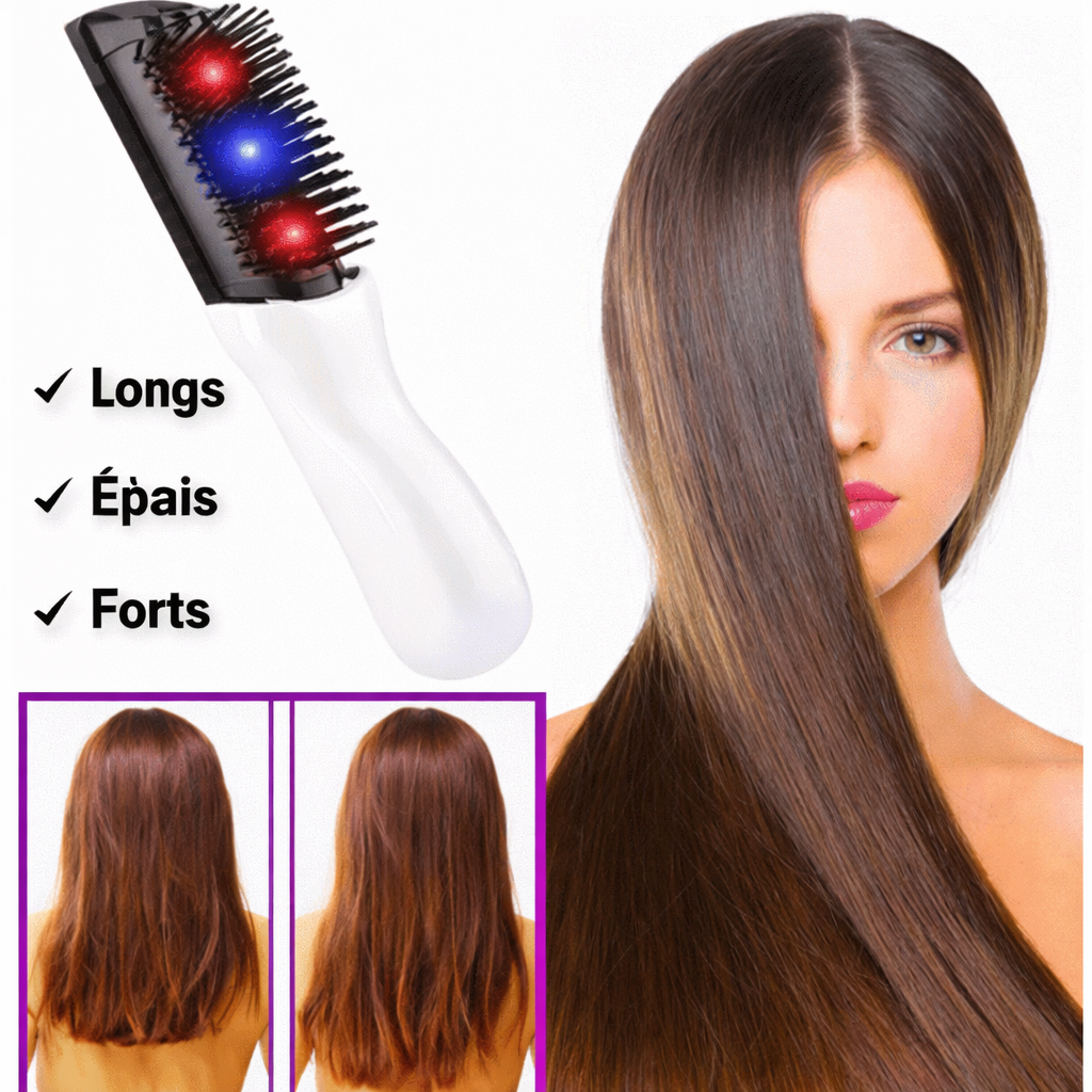 Peigne Électrique Cuir Chevelu – Massage Vibration & Lumière Rouge Portable