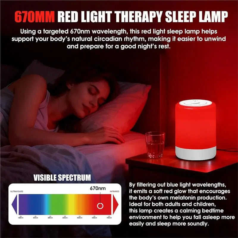 Red Light Therapy Lamp 670nm | Sleep Aid and Soothing Light
