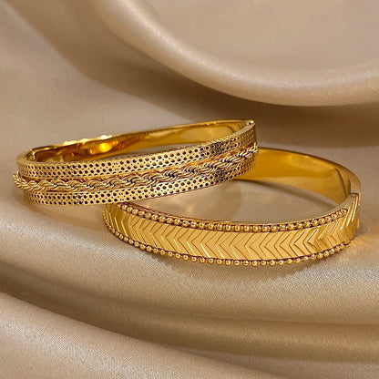 Bracelet manchette torsadé en Zircon incrusté brillant plaqué or 18 carats pour femmes, mode géométrique, étanche, breloques empilables, bijoux cadeaux