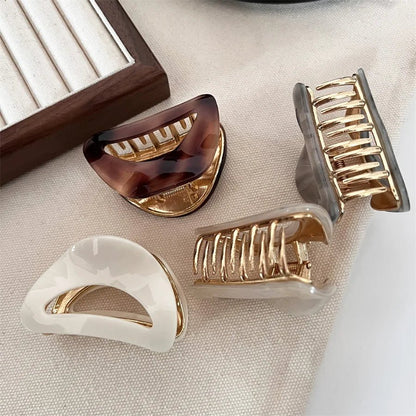 Barrette Géométrique Française en Acétate Premium Ultra - Légère | Style Vintage Chic 4 Motifs - Beautybienetre.