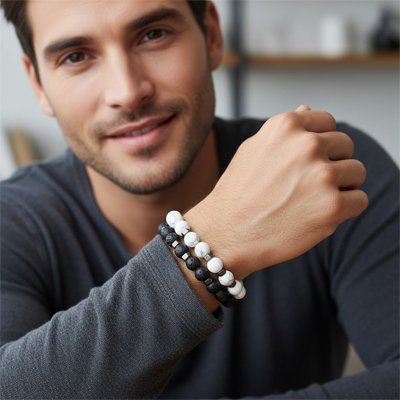 Bracelet perle homme | Élégance Intemporelle - Beautybienetre.