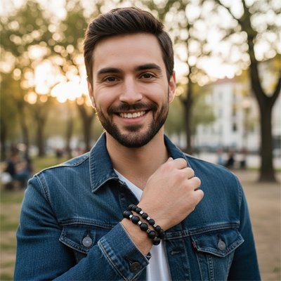 Bracelet perle homme | Élégance Intemporelle - Beautybienetre.