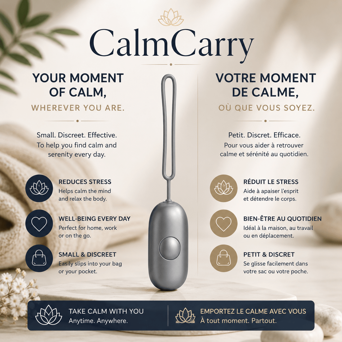 CalmCarry™ – Dispositif de relaxation portable | Moment de calme au quotidien - Beautybienetre.