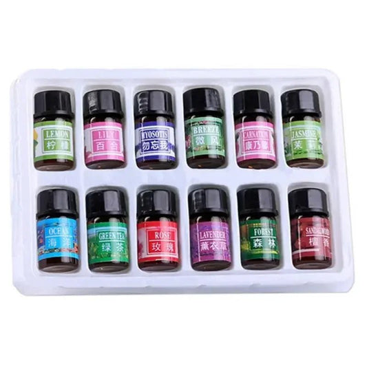 Coffret 12 Huiles Essentielles Aromatiques 3ml — Diffuseur & Humidificateur - Beautybienetre.