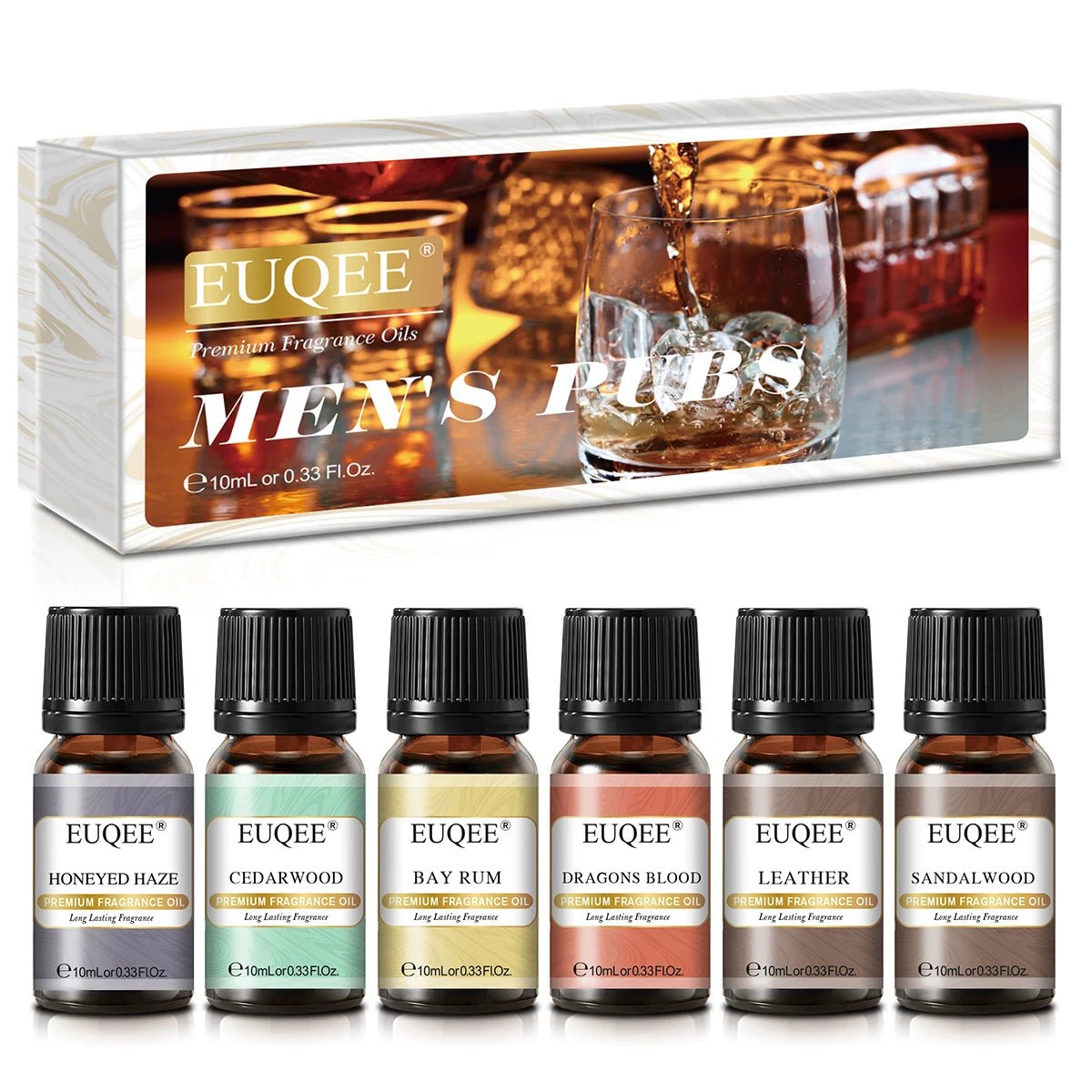Coffret Cadeau EUQEE 6 Huiles Aromatiques 10ml — Diffuseur & Bougies - Beautybienetre.