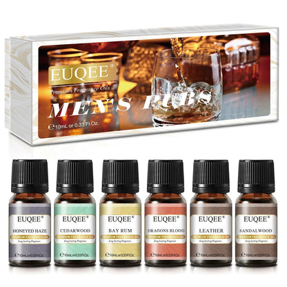 Coffret Cadeau EUQEE 6 Huiles Aromatiques 10ml — Diffuseur & Bougies - Beautybienetre.