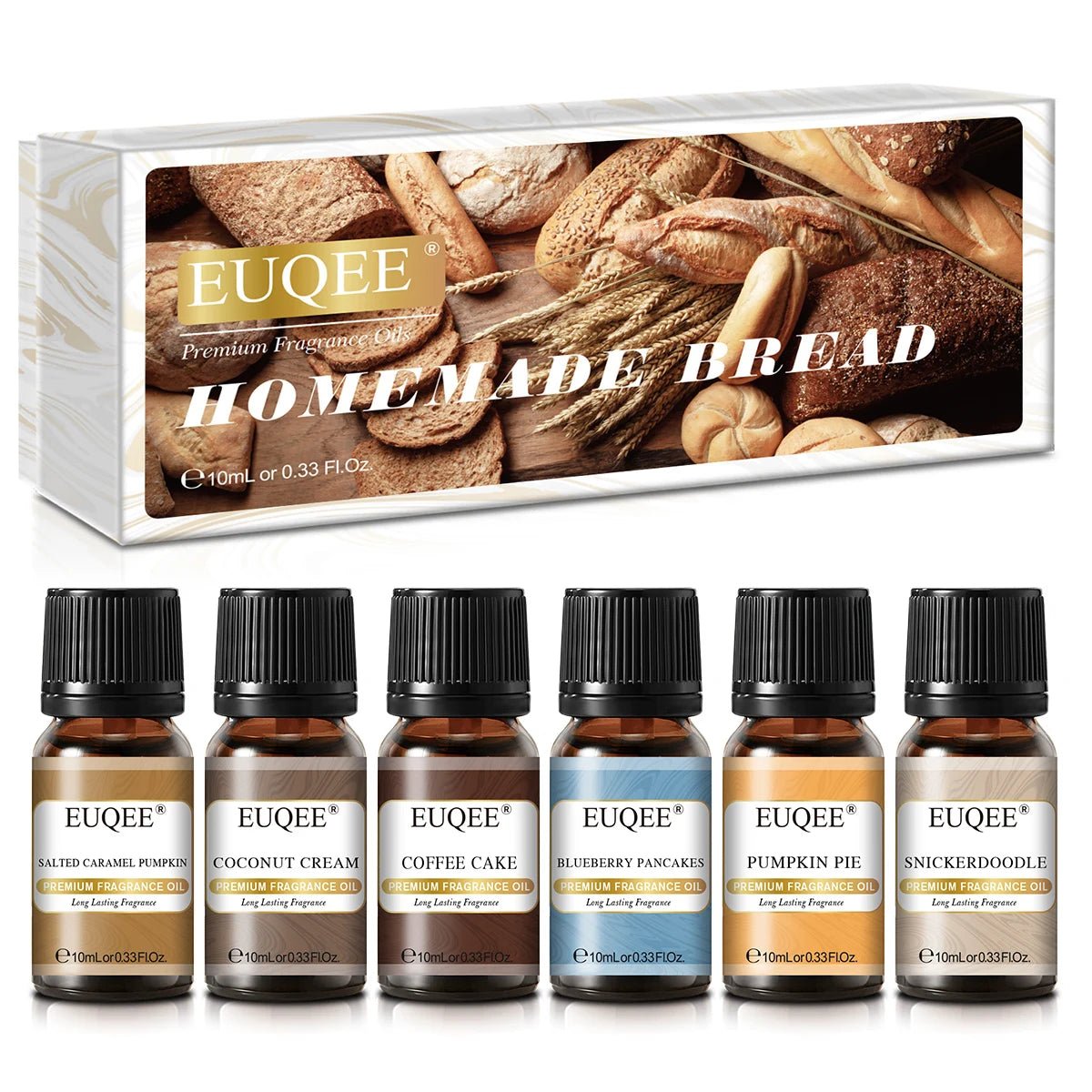 Coffret Cadeau EUQEE 6 Huiles Aromatiques 10ml — Diffuseur & Bougies - Beautybienetre.