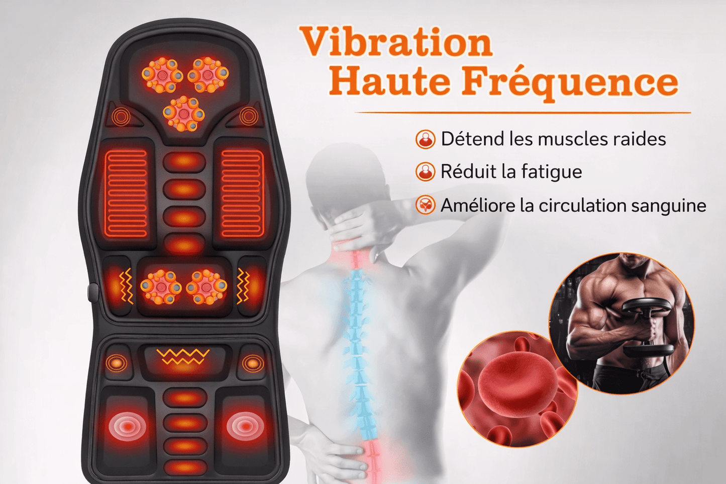 Coussin de Massage Électrique Cervical et Dorsal 8 Modes | Soulagement Ciblé et Relaxation - Beautybienetre.