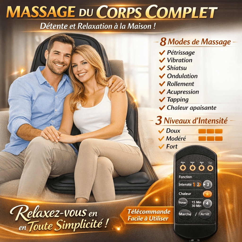Coussin de Massage Électrique Cervical et Dorsal 8 Modes | Soulagement Ciblé et Relaxation - Beautybienetre.