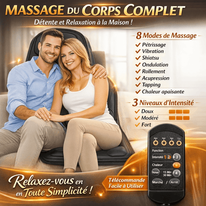 Coussin de Massage Électrique Cervical et Dorsal 8 Modes | Soulagement Ciblé et Relaxation - Beautybienetre.