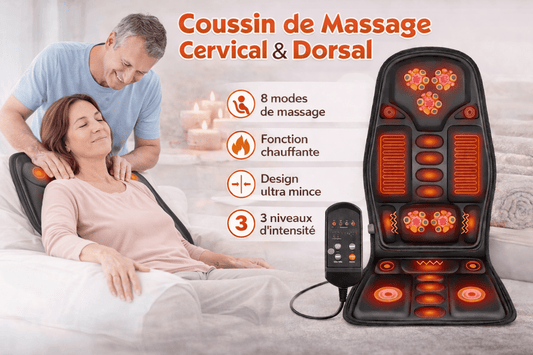 Coussin de Massage Électrique Cervical et Dorsal 8 Modes | Soulagement Ciblé et Relaxation - Beautybienetre.