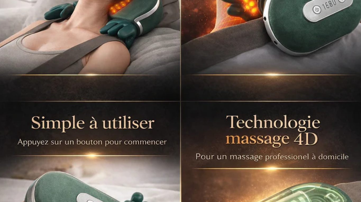 Masseur Cervical 4D Chauffant Shiatsu | Soulagement Douleurs Cou & Épaules