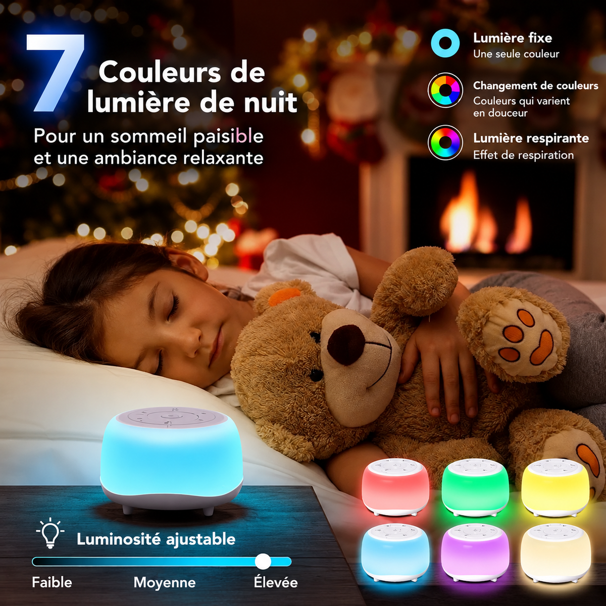 Machine à bruit blanc & veilleuse – 34 sons relaxants - Beautybienetre.