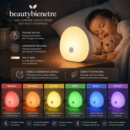 Machine à Bruit Blanc — Veilleuse LED RGB Tactile Rechargeable | Son Apaisant pour Bébé & Adulte - Beautybienetre.