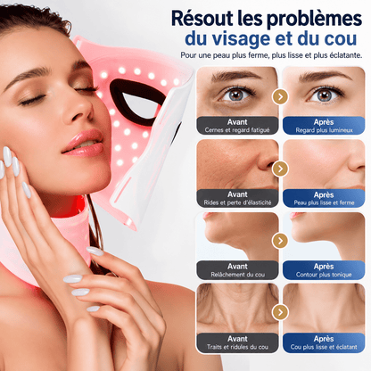 Masque LED de luminothérapie pour le visage, 7 couleurs, en silicone, avec protection des yeux - Beautybienetre.
