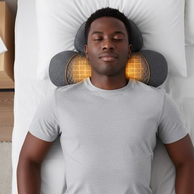 Masseur Cervical Chauffant Papillon Ergonomique 3 Modes | Massage, Traction & Chaleur pour Lit/Canapé - Beautybienetre.