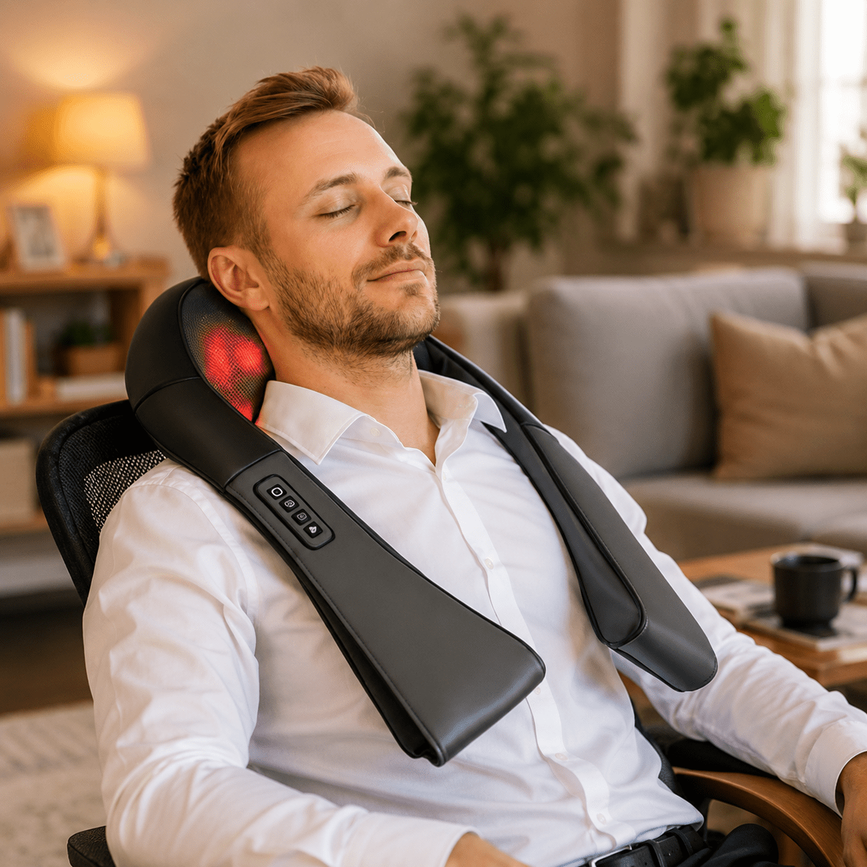 Masseur Cervical Shiatsu Chauffant Infrarouge | Rechargeable USB & Sangles Ajustables - Beautybienetre.