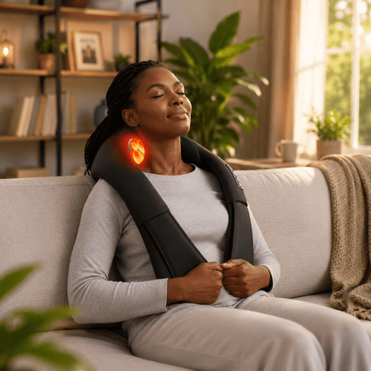 Masseur Cervical Shiatsu Chauffant Infrarouge | Rechargeable USB & Sangles Ajustables - Beautybienetre.
