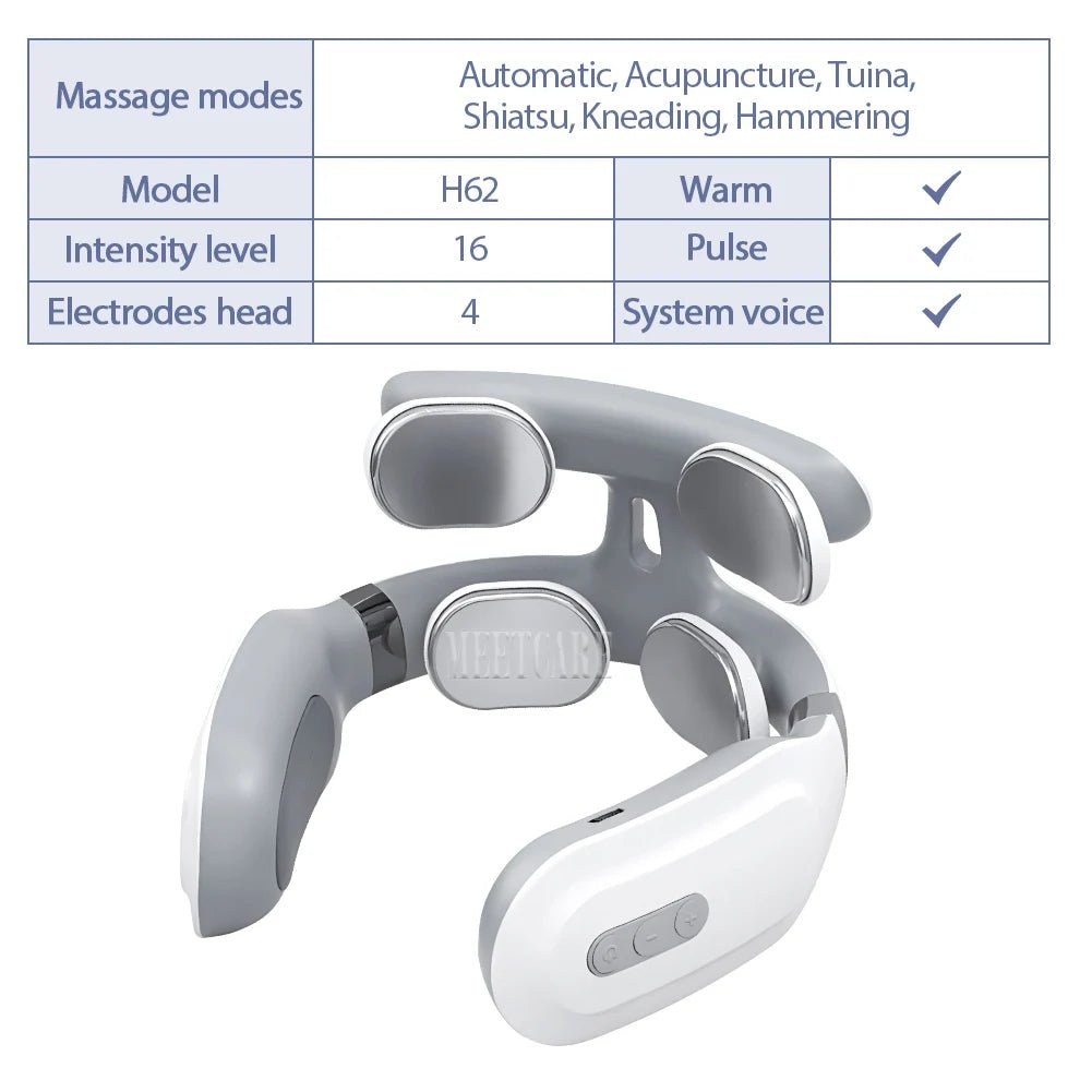 Masseur Cervical TENS – Stimulation EMS & Chauffage, Sans Fil - Beautybienetre.