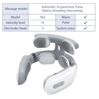 Masseur Cervical TENS – Stimulation EMS & Chauffage, Sans Fil - Beautybienetre.