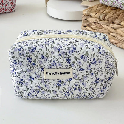 Mini Trousse Maquillage Matelassée Florale Compacte 15x8x10cm | Retouches Rapides Sac à Main 39g - Beautybienetre.