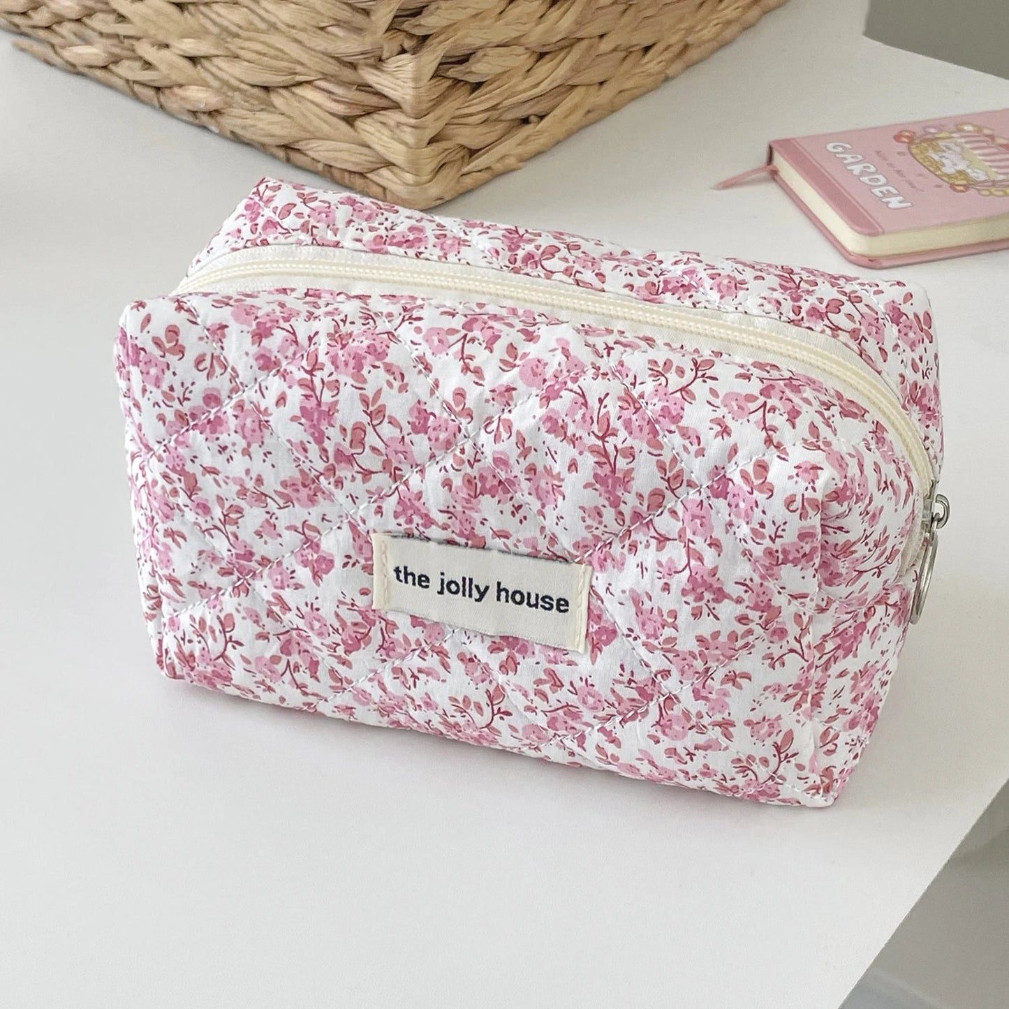 Mini Trousse Maquillage Matelassée Florale Compacte 15x8x10cm | Retouches Rapides Sac à Main 39g - Beautybienetre.