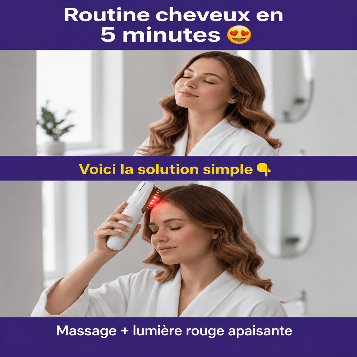 Peigne Électrique Cuir Chevelu – Massage Vibration & Lumière Rouge Portable - Beautybienetre.
