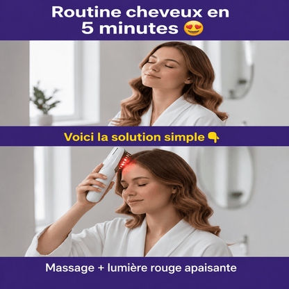 Peigne Électrique Cuir Chevelu – Massage Vibration & Lumière Rouge Portable - Beautybienetre.