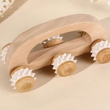 Rouleau de Massage en Bois à 3 Roues | Récupération Pro - Beautybienetre.