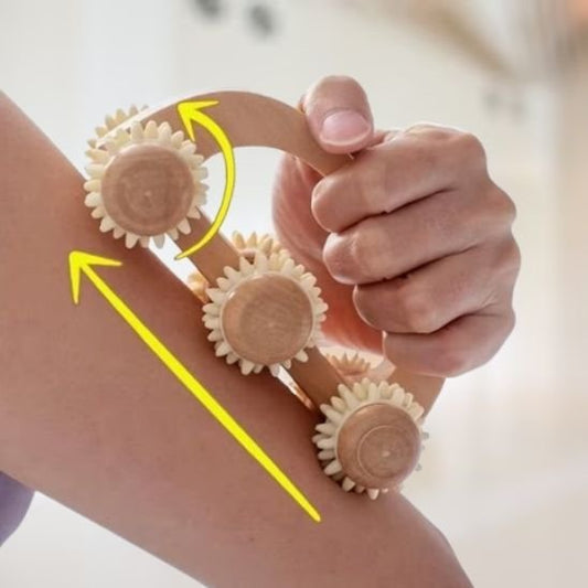 Rouleau de Massage en Bois à 3 Roues | Récupération Pro - Beautybienetre.