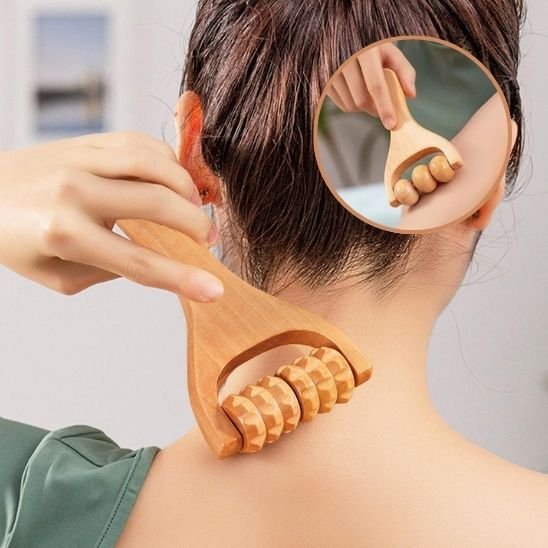 Rouleau de Massage en Bois à Disques Rotatifs | Modèle Pro - Beautybienetre.