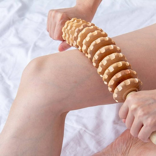 Rouleau de Massage en Bois Naturel | Anti - Cellulite & Jambes Légères - Beautybienetre.