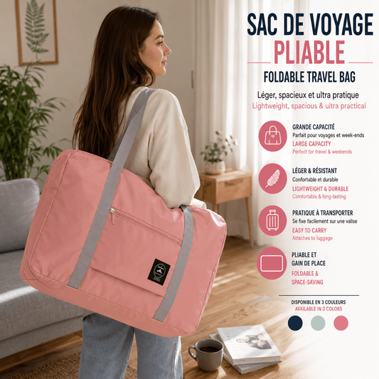 Sac de Voyage Pliable en Nylon — Grande Capacité, Léger & Bagage Cabine - Beautybienetre.