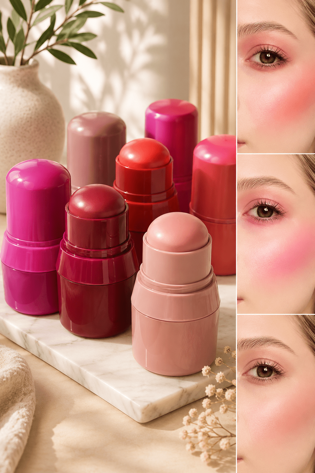 Stick Blush Lèvres & Joues CmaaDu — Rouge Vif, Fuchsia, Nude | 6 Couleurs - Beautybienetre.