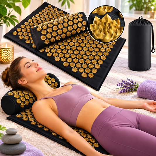 Tapis d’acupression avec coussin – Massage du dos, de la nuque et des pieds - Beautybienetre.