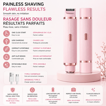 Tondeuse à cheveux électrique portable pour hommes et femmes, rasoir avec fonction d'épilation, 2 en 1 - Beautybienetre.
