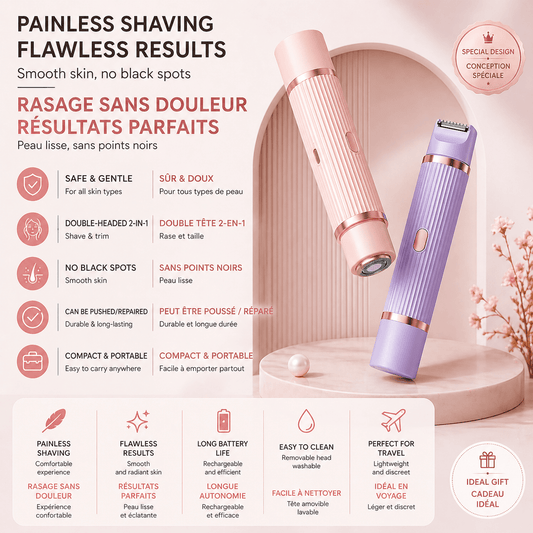 Tondeuse à cheveux électrique portable pour hommes et femmes, rasoir avec fonction d'épilation, 2 en 1 - Beautybienetre.