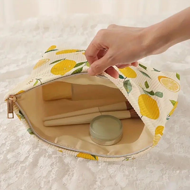 Trousse de Maquillage Velours Côtelé Floral | Rangement Léger et Multifonctionnel - Beautybienetre.