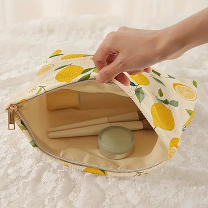 Trousse de Maquillage Velours Côtelé Floral | Rangement Léger et Multifonctionnel - Beautybienetre.
