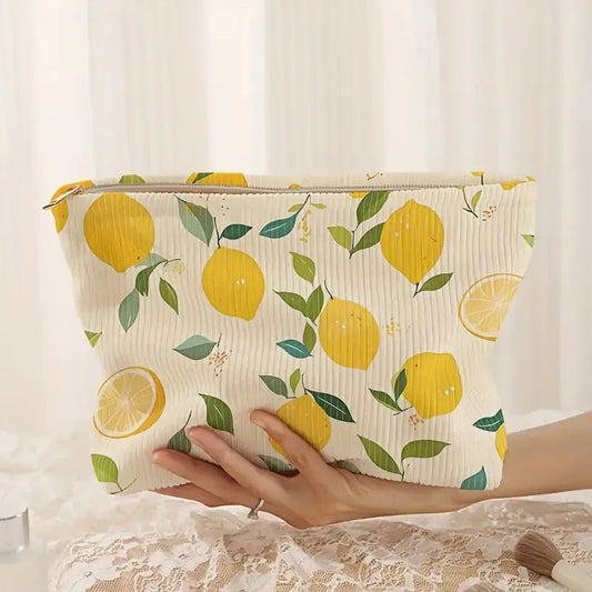 Trousse de Maquillage Velours Côtelé Floral | Rangement Léger et Multifonctionnel - Beautybienetre.